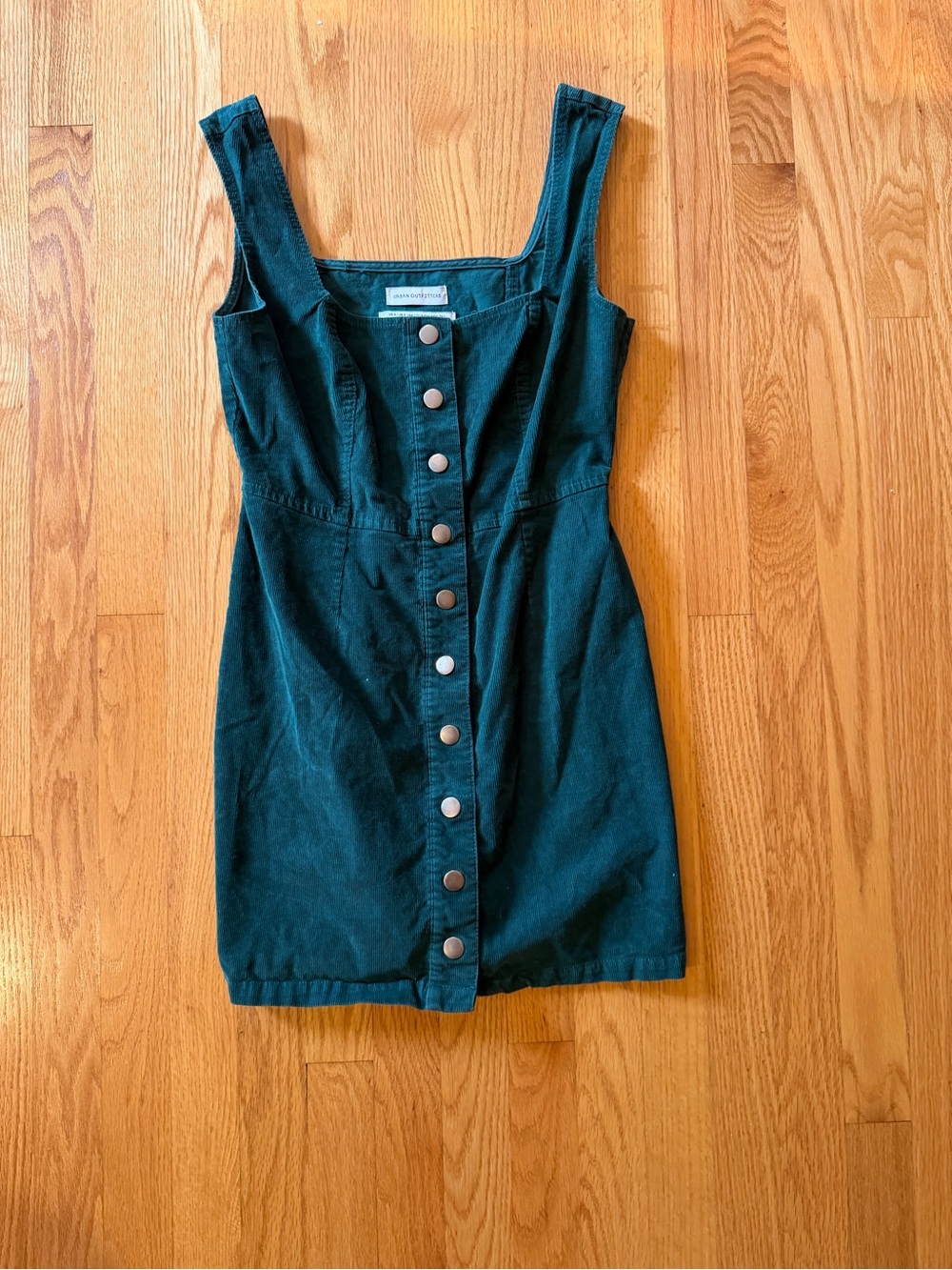 Urban Outfitters Teal Button-Front Square Neck Mini Dress